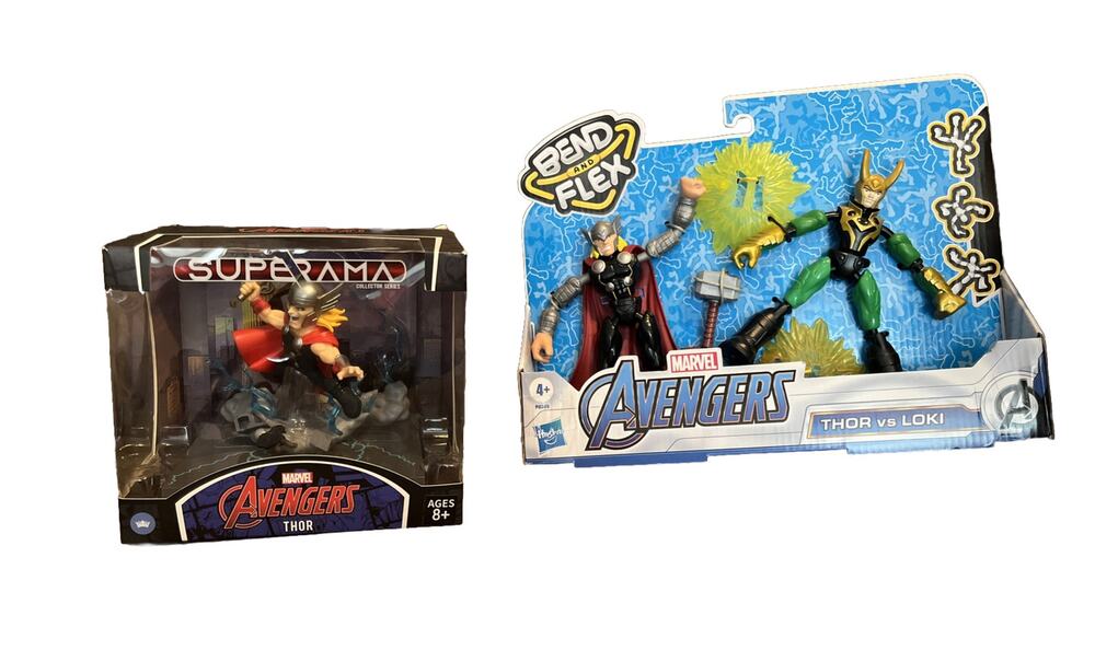 New Marvel Avengers Superama Thor Figural Diorama 5” Bend And Flex Thor Vs Loki